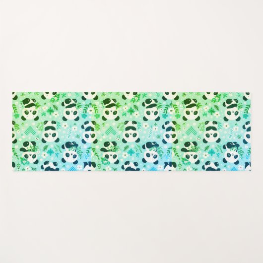 Panda Beer Pattern Green Print Yogamat (Voorkant (horizontaal))