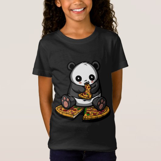 Panda Beer Pizza Lover Grappig Dier Kinder Meisjes T-shirt (Voorkant)