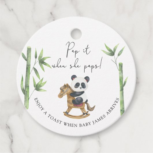 Panda Beer Pop het als ze pop baby shower Bedankjes Labels (Voorkant)