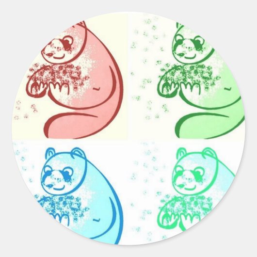 Panda Beer Pop Ronde Sticker (Voorkant)