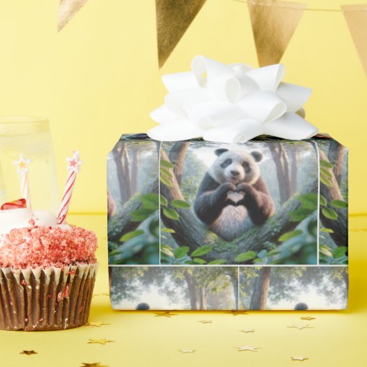 Panda Beer poten in hartvorm Cadeaupapier (Verjaardagsfeest)