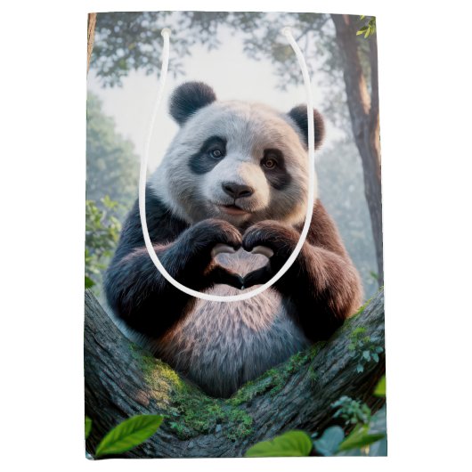 Panda Beer poten in hartvorm Medium Cadeauzakje (Voorkant)