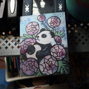 Panda Beer Purple Flowers Natuur liefhebbers Briefkaart
