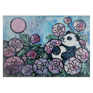 Panda Beer Purple Flowers Natuur liefhebbers Snijplank