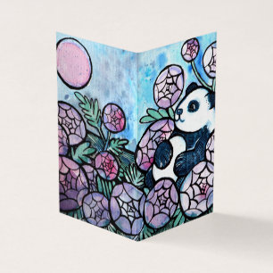 Panda Beer Purple Flowers Natuur liefhebbers Visitekaartje