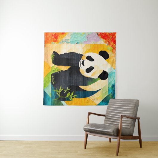 Panda Beer Quilt Look Tapestry Wandkleed (In Situ (horizontaal))