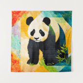 Panda Beer Quilt Look Tapestry Wandkleed (Voorkant)
