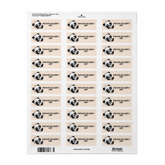 PANDA BEER Return Address Labels (Full Sheet)