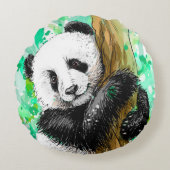 Panda Beer Rond Kussen (Voorkant)