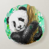 Panda Beer Rond Kussen (Achterkant)