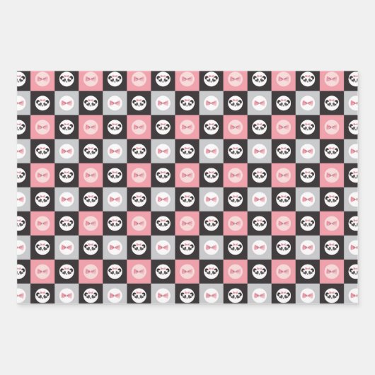 Panda Beer roze cadeau Inpakpapier Vel (Voorkant 3)