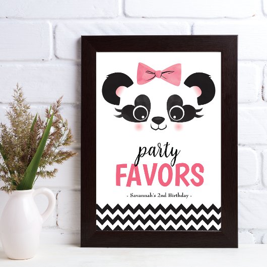 Panda Beer Roze Gast Gift Party Favor Sign Foto Afdruk