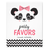 Panda Beer Roze Gast Gift Party Favor Sign Foto Afdruk (Voorkant)