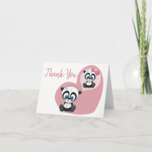 Panda Beer Roze Hart Dank Je Trouwfeest Bedankkaart