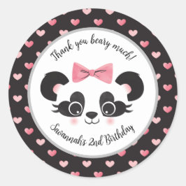 Panda Beer Roze Hart Meisjes Verjaardagsfeest Ronde Sticker