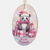 Panda Beer Roze Kleindochter Eerste Kerstmis Keramisch Ornament (Links)
