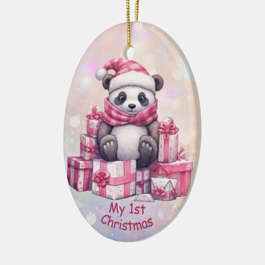 Panda Beer Roze Kleindochter Eerste Kerstmis Keramisch Ornament (Links)