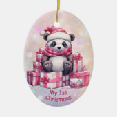 Panda Beer Roze Kleindochter Eerste Kerstmis Keramisch Ornament (Voorkant)
