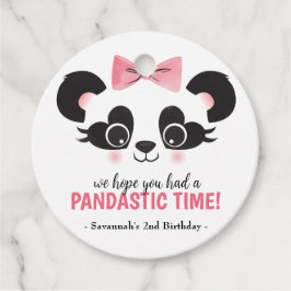 Panda Beer Roze Meisjes Verjaardagsfeest Ronde Bedankjes Labels