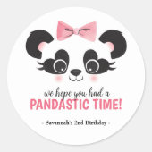 Panda Beer Roze Meisjes Verjaardagsfeestje Sticker (Voorkant)