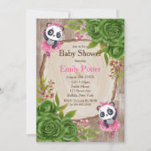Panda Beer Roze Tutu Wood Baby Shower Invitations (Voorkant)