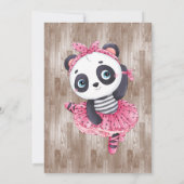 Panda Beer Roze Tutu Wood Baby Shower Invitations (Achterkant)