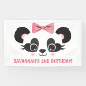 Panda Beer Roze Verjaardagsfeest Achtergrond Spandoek (Horizontaal)