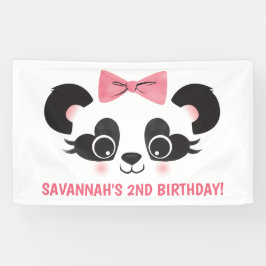  Panda Beer Roze Verjaardagsfeest Achtergrond Spandoek