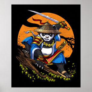 Panda Beer Samurai Ninja Poster