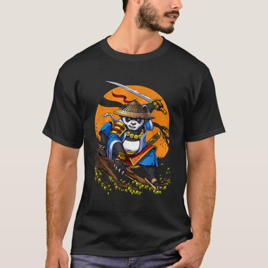 Panda Beer Samurai Warrior Ninja Animal T-shirt (Voorkant)