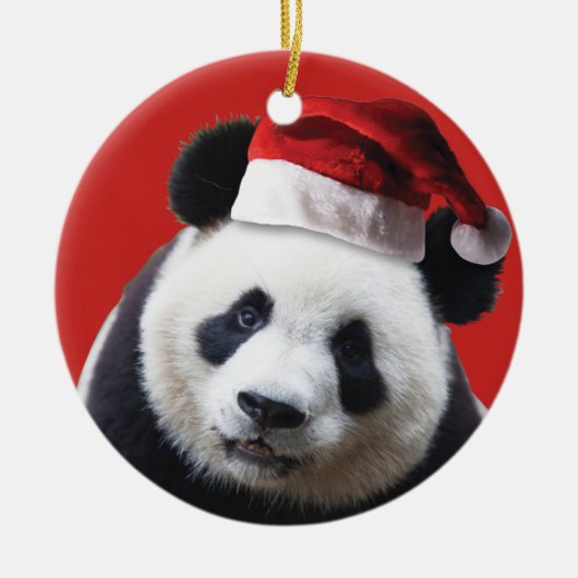 Panda Beer Santa Claus Keramisch Ornament (Voorkant)