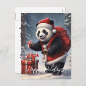 Panda Beer Santa Feestdagenkaart (Voorkant / Achterkant)