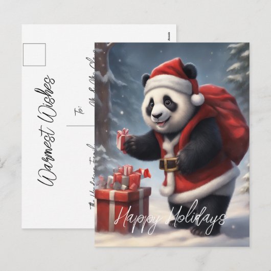 Panda Beer Santa Feestdagenkaart (Voorkant / Achterkant)