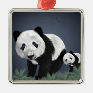panda beer schattig aanhalig dier zwart wit lief metalen ornament