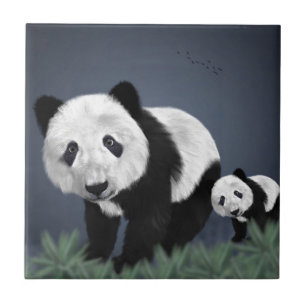 panda beer schattig aanhalig dier zwart wit lief tegeltje