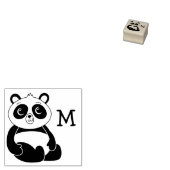 Panda-Beer Schattige monogram Initiaal Rubberstempel (Gestempeld)