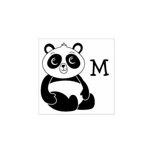 Panda-Beer Schattige monogram Initiaal Rubberstempel (Afrduk)