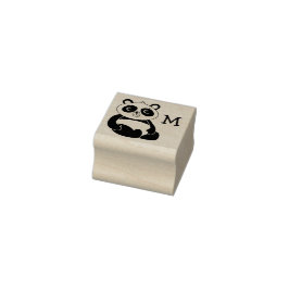Panda-Beer Schattige monogram Initiaal Rubberstempel