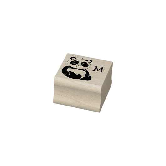 Panda-Beer Schattige monogram Initiaal Rubberstempel (Stempel)