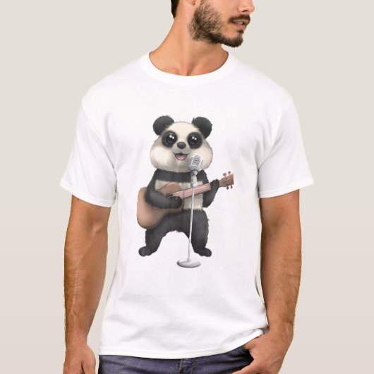 Panda Beer Singing Guitar Player Musician Music Gu T-shirt (Voorkant)