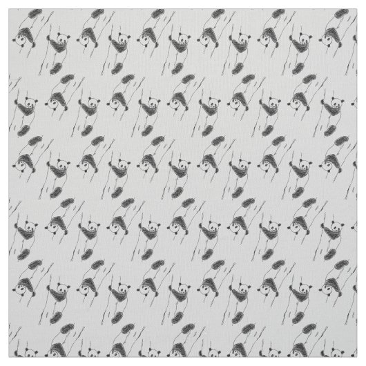 Panda Beer Sketch Patroon Stof (Swatch)