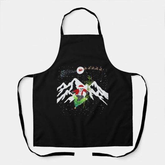 Panda Beer Skiën Kerstboom Santa Rendier Schort (Voorkant)