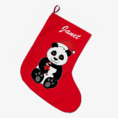 Panda Beer snacking op snoepriet Grote Kerstsok (Voorkant (Hangend))