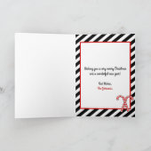 Panda-Beer snoepjes en kerstmis met strepen Feestdagen Kaart (Binnen)