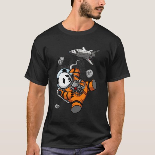 Panda Beer Space Astronaut Dier T-shirt (Voorkant)
