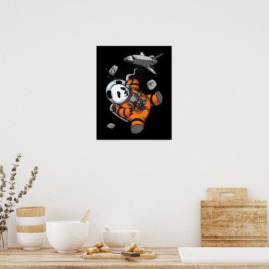 Panda Beer Space Astronaut Funny Animal Poster (Keuken)