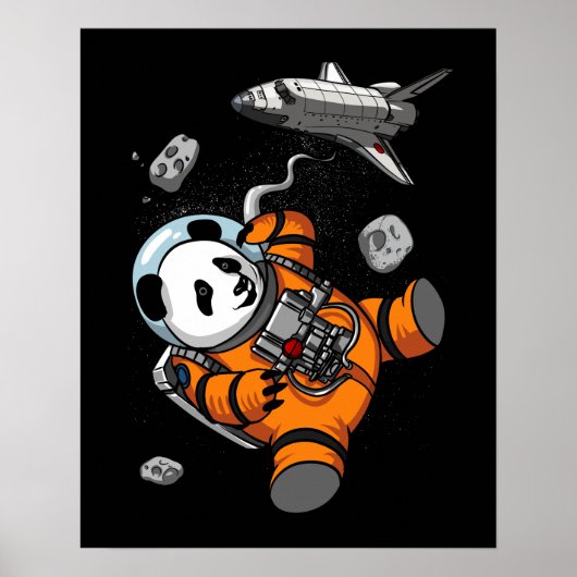 Panda Beer Space Astronaut Funny Animal Poster (Voorkant)