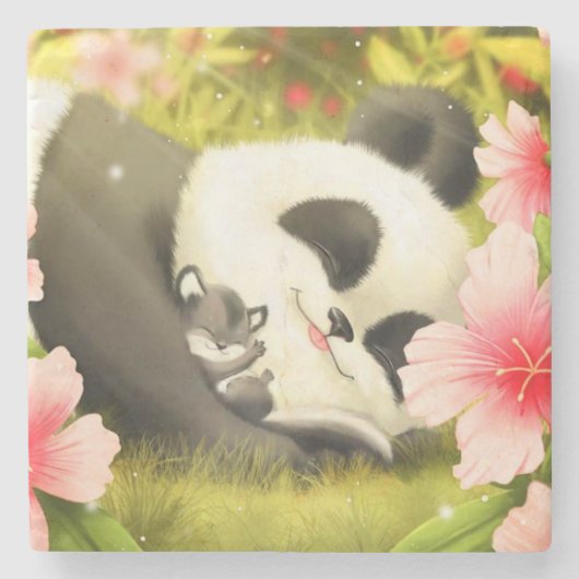 Panda Beer Stenen Onderzetter (Voorkant)