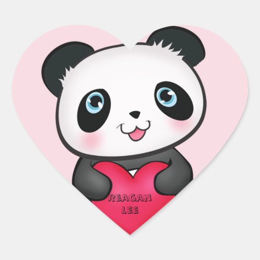 Panda Beer Sticker met een gepersonaliseerd hart (Voorkant)