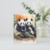 Panda Beer Studie A - Waterverven Feestdagenkaart (Staand voorkant)